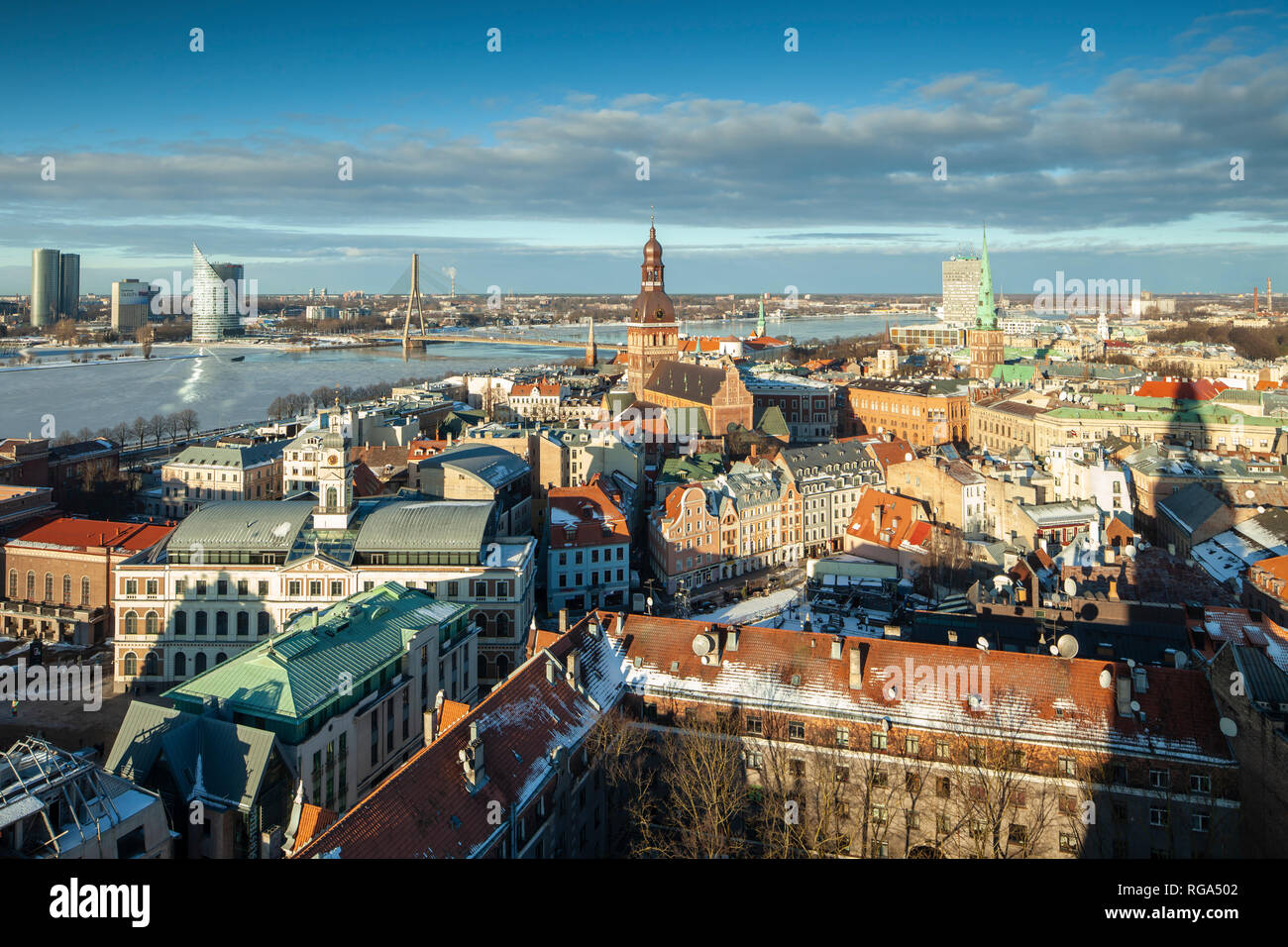 Panorama de la vieille ville de Riga, Lettonie. Banque D'Images