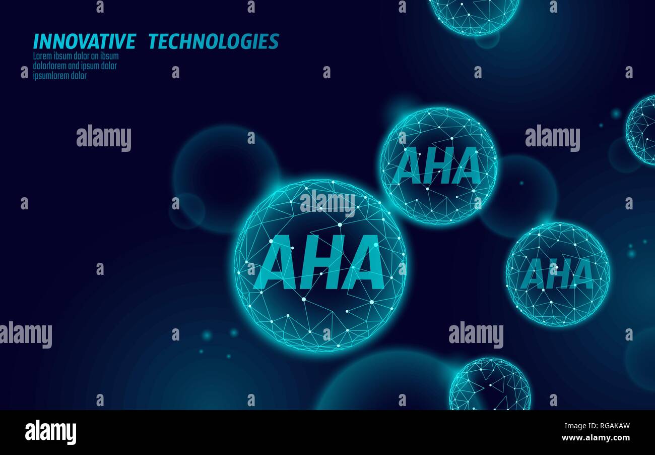 Salon de beauté peeling aux acides de fruits. AHA glycolic acide lactique Exfoliant visage anti-âge sérum de rajeunissement. Traitement médical de la peau santé low poly Illustration de Vecteur