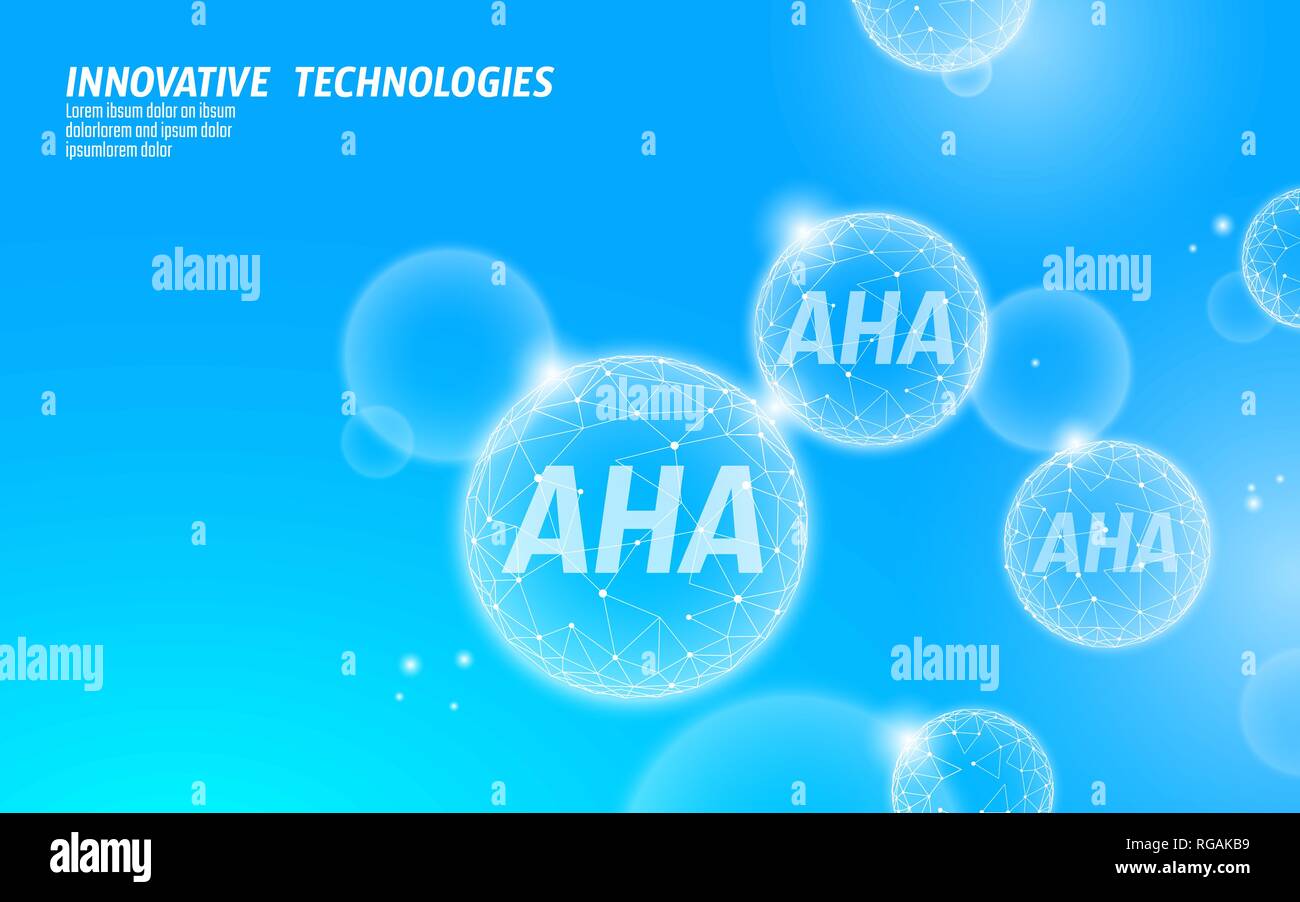 Salon de beauté peeling aux acides de fruits. AHA glycolic acide lactique Exfoliant visage anti-âge sérum de rajeunissement. Traitement médical de la peau santé low poly Illustration de Vecteur