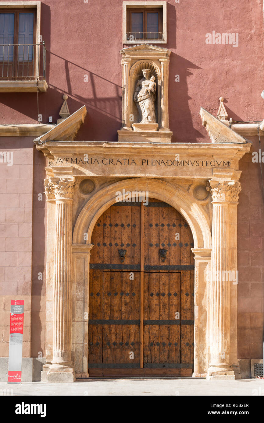 Entrée de l'église du Couvent de St Domingue, Murcia, Spain, Europe Banque D'Images
