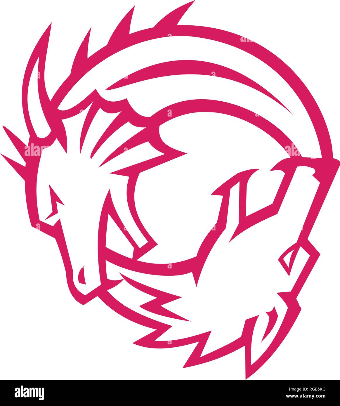 Style rétro icône illustration d'un dragon et loup dans le symbole Yin Yang ou position sur le fond isolé. Illustration de Vecteur