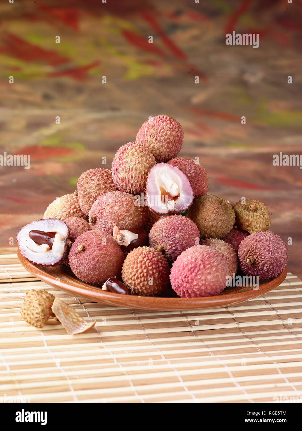 Litchis, fruits aliments encore-vie photographie Banque D'Images
