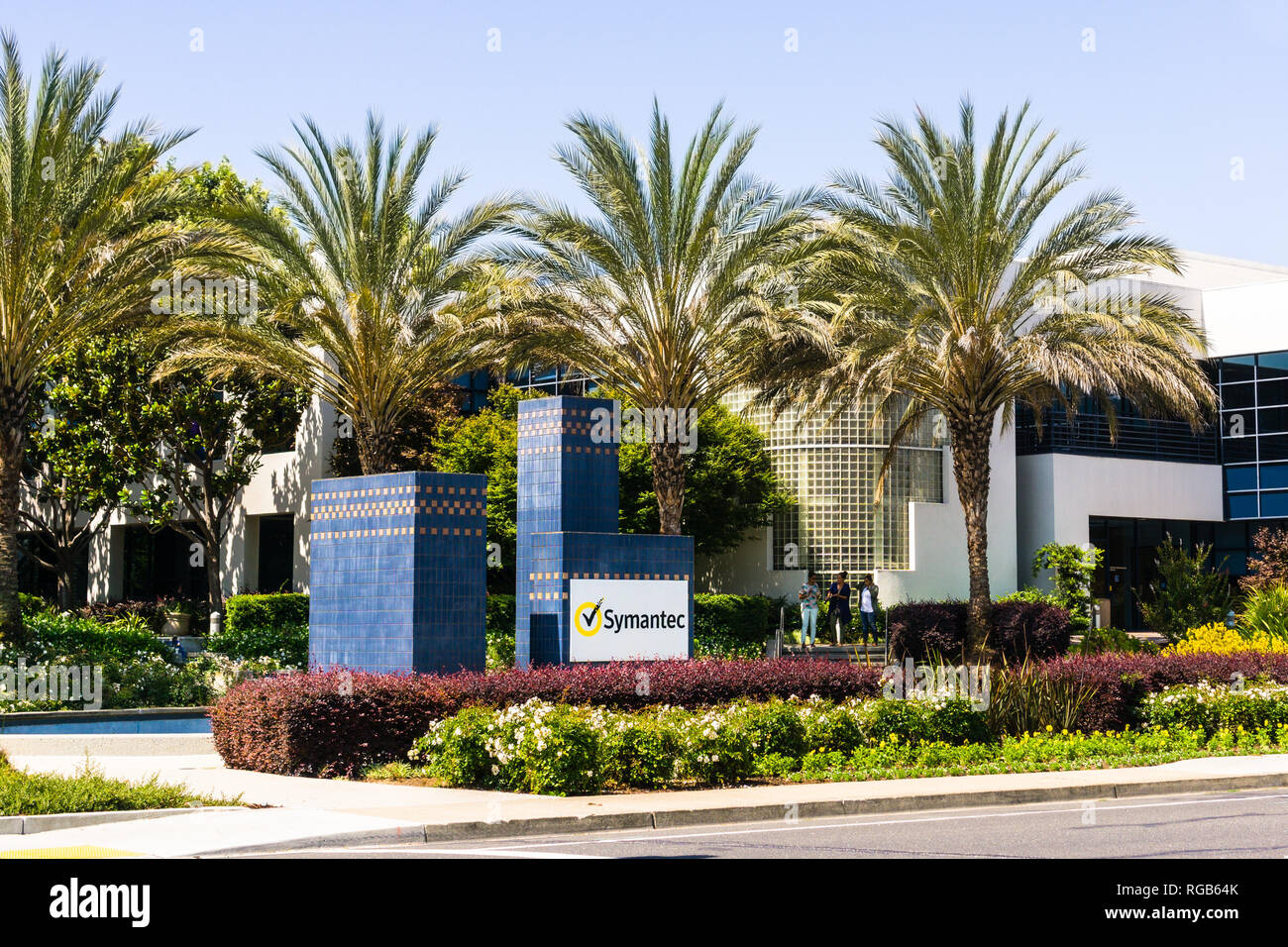6 août 2018 sur la montagne / CA / USA - Vue extérieure de Symantec Corporation siège dans la Silicon Valley, South San Francisco bay area Banque D'Images