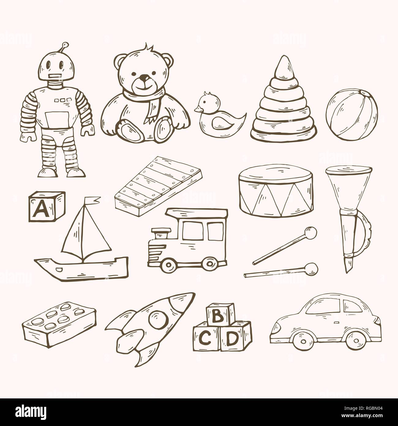 Vector set.jouets Jouets Enfants collection avec robot, canard Illustration de Vecteur