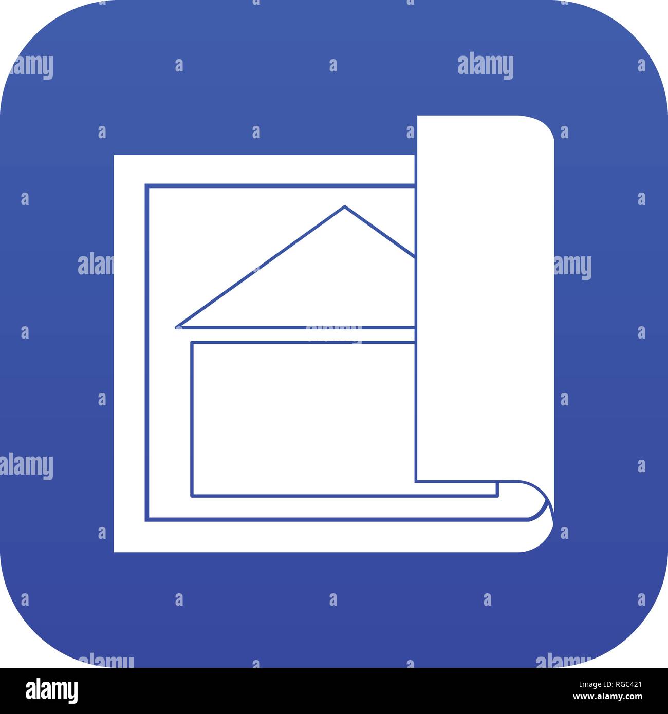 L'icône du plan bâtiment bleu numérique Illustration de Vecteur