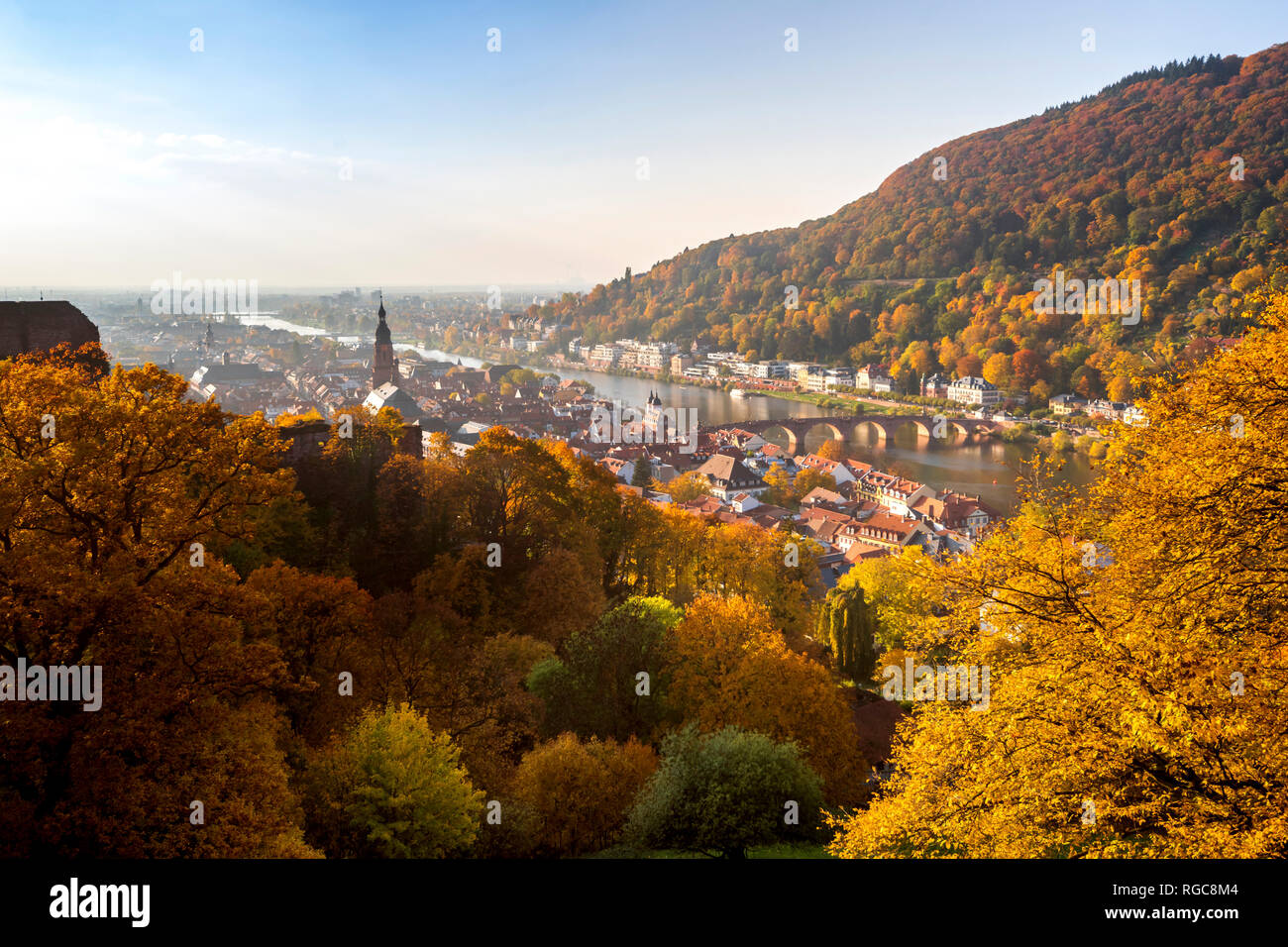 Allemagne, Heidelberg, Bade-Wurtemberg, vue sur la ville à l'automne Banque D'Images