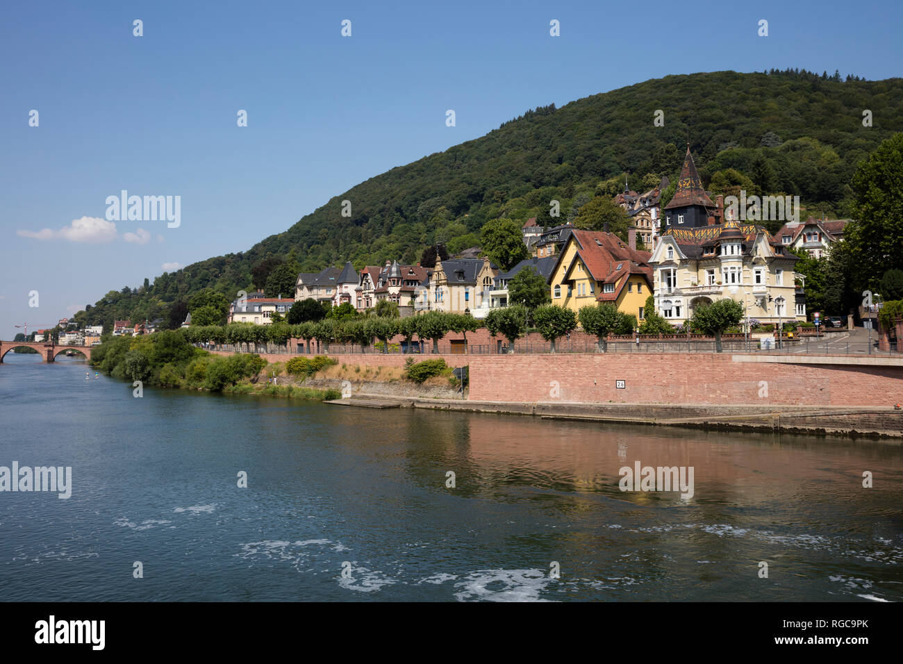 Allemagne, Heidelberg, Bade-Wurtemberg, Neckar, vue sur la ville Banque D'Images