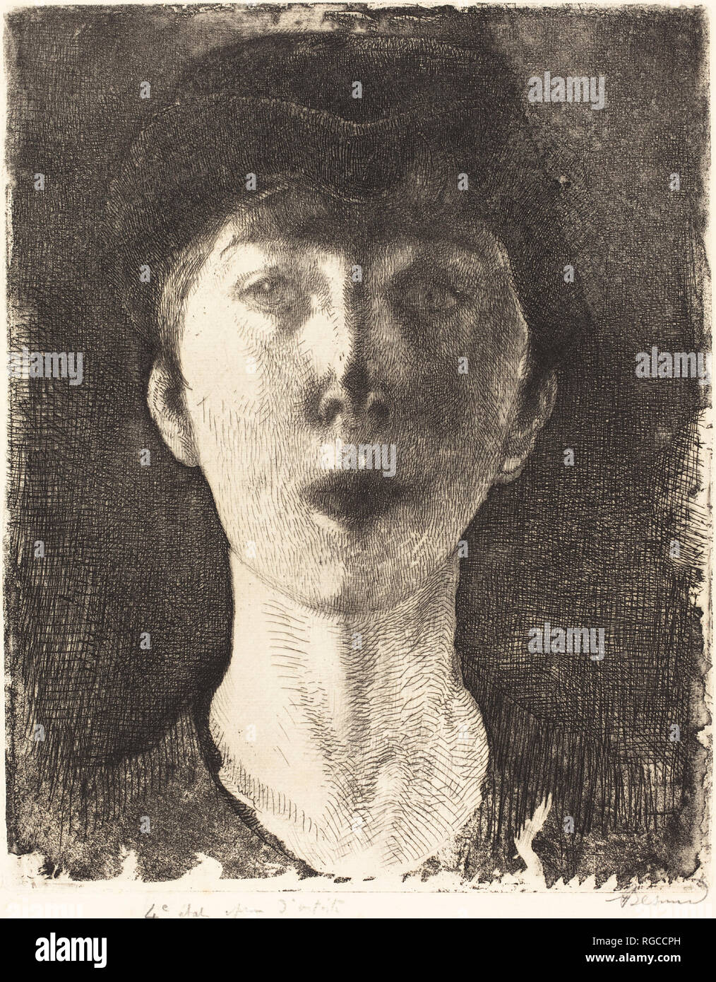 La Reine Elisabeth de Belgique (La Reine Élisabeth de Belgique). En date du : 1917. Dimensions : 30,9 x 24,6 plaque : 12 cm (9 3/16 x 11/16 in.) : 33,6 x 26,1 Fiche cm (13 1/4 x 10 1/4 in.). Technique : eau-forte et aquatinte en noir sur papier vergé. Musée : National Gallery of Art, Washington DC. Auteur : Albert Besnard. Banque D'Images