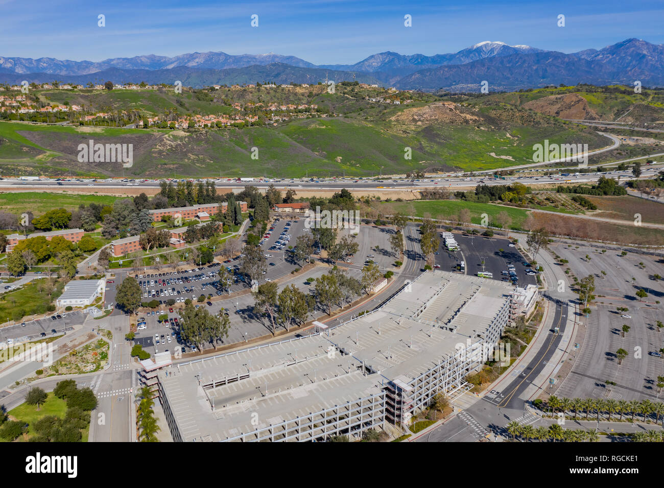 Vue aérienne de Magnolia Ln de stationnement Besançon à Los Angeles County, Californie Banque D'Images