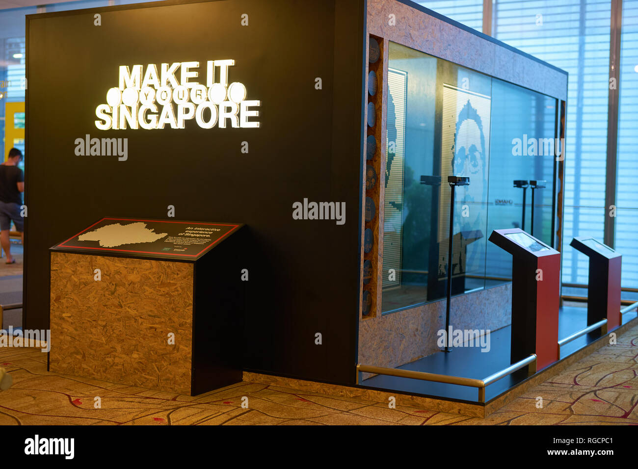 Singapour - CIRCA SEPTEMBRE 2016 : 'Make elle Votre Singapour' installation interactive à l'aéroport de Changi. Banque D'Images