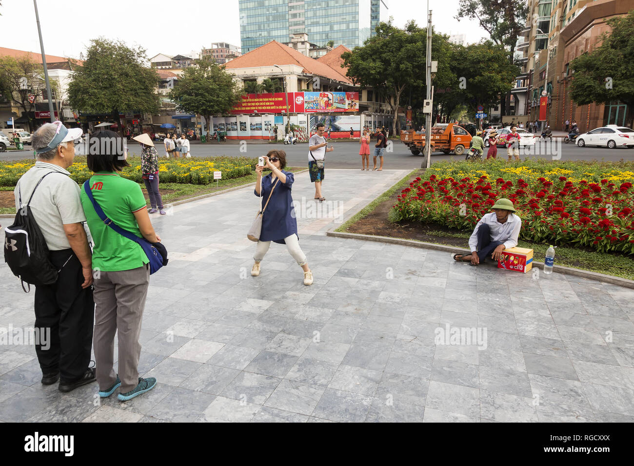 Les touristes chinois à Ho Chi Minh, Vietnam Banque D'Images