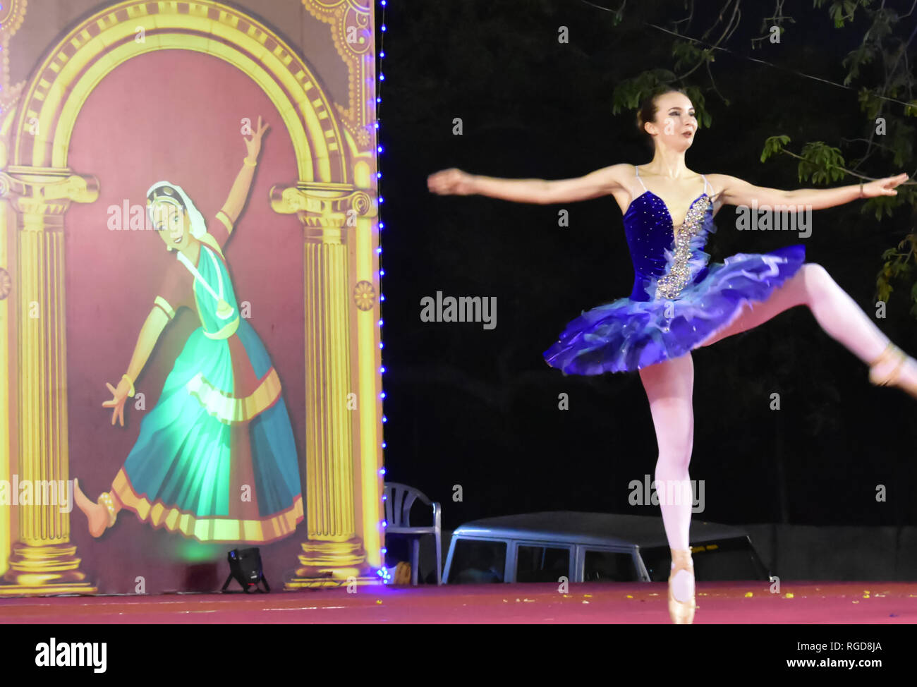 Chennai, Mumbai, Inde - Le 20 janvier 2019 : danseuse de ballet au Salon Banque D'Images
