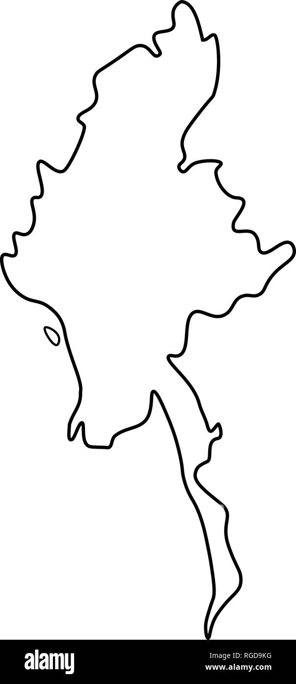 La carte du Myanmar - contour. Silhouette de Myanmar map vector illustration Illustration de Vecteur