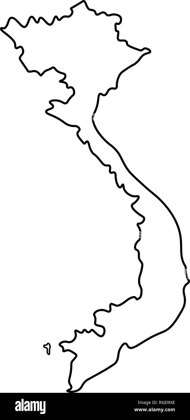 La carte du Vietnam - le contour. Silhouette de carte du Vietnam vector illustration Illustration de Vecteur