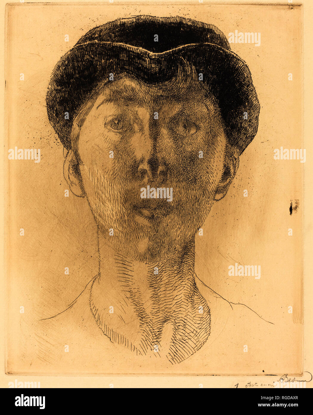 La Reine Elisabeth de Belgique (La Reine Élisabeth de Belgique). En date du : 1917. Dimensions : 30,7 x 24,6 plaque : cm (12 1/16 x 9 11/16 in.) 41,4 x 33,6 feuille : 16 cm (13 5/16 x 1/4 in.). Technique : gravure en brun-noir sur papier vergé. Musée : National Gallery of Art, Washington DC. Auteur : Albert Besnard. Banque D'Images