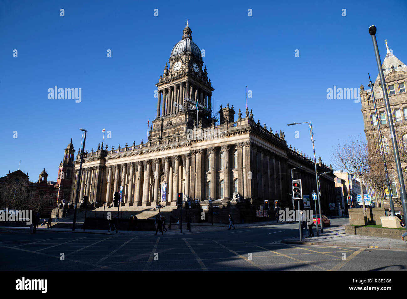 Hôtel de ville de Leeds sur Headrow en centre-ville de Leeds achevé en 1858 et l'un des plus grands hôtels de ville au Royaume-Uni. Banque D'Images