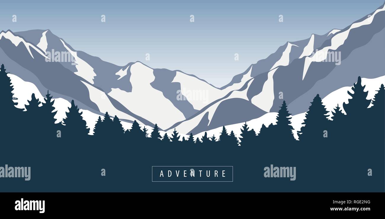 Aventure en montagne et forêt nature paysage vector illustration EPS10 Illustration de Vecteur