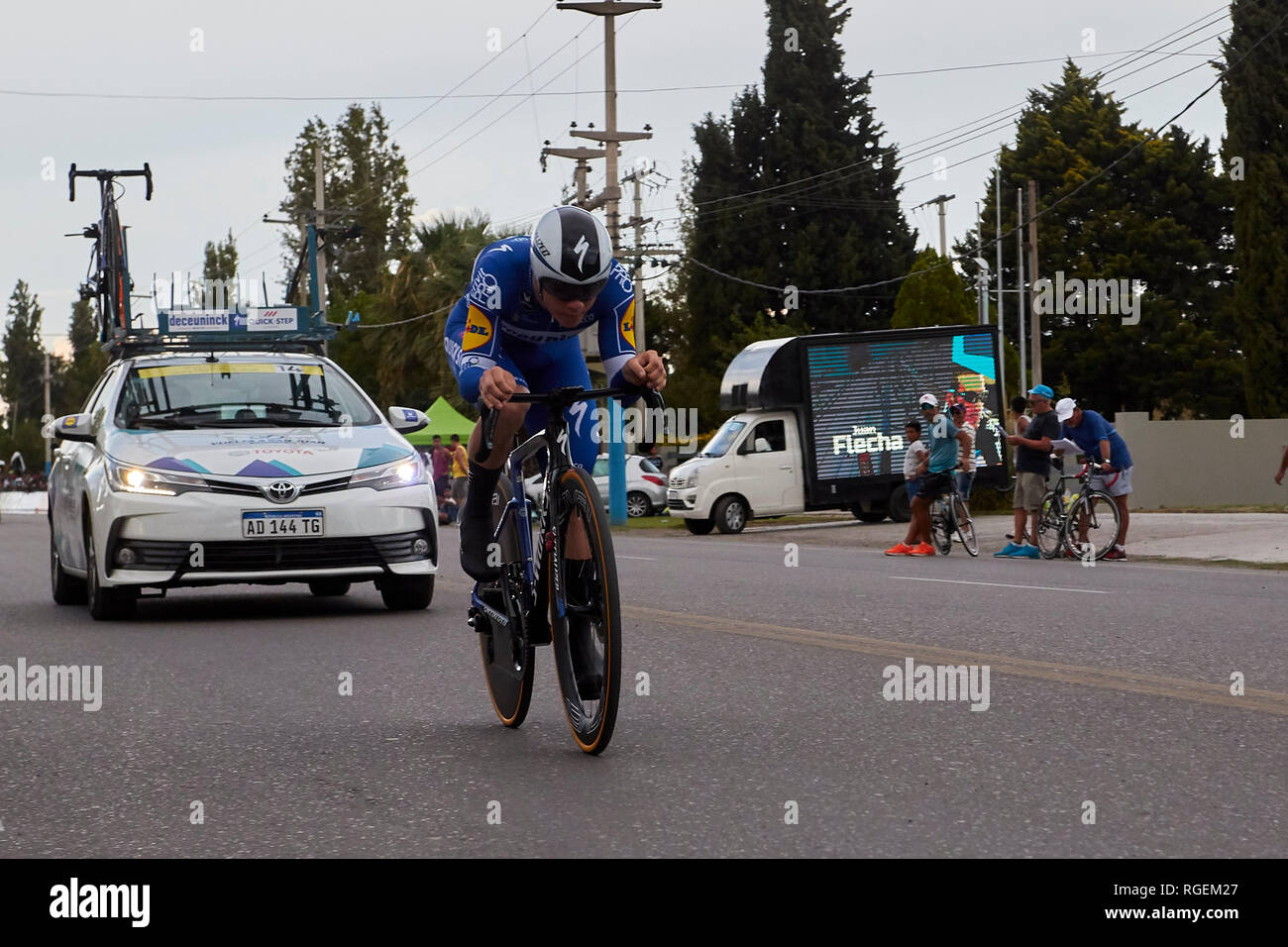 Mendoza, Argentine. 29 janvier, 2019. Remco Evenepoel, au cours de la phase 3, 12 km. CRI Pocito dans le 37e Tour de San Juan 2019 Le 29 janvier 2019 à San Juan, Argentine. Crédit : Alexis Lloret/Alamy Live News Banque D'Images