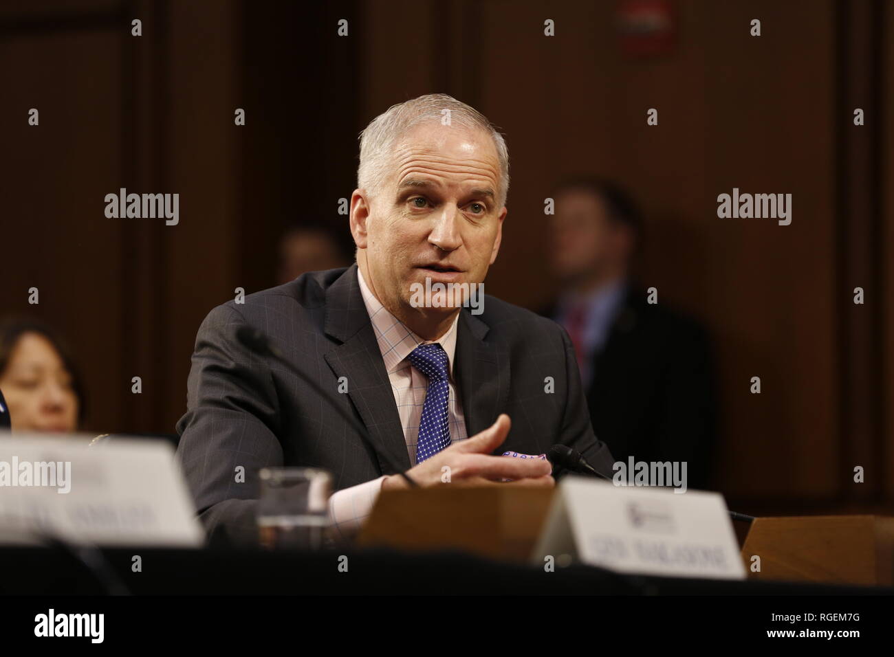 Washington DC, USA. 29 janvier, 2019. Réalisateur Robert Cardillo, National Geospatial-Intelligence Agency (NGA) témoigne devant le United States Senate Select Committee on Intelligence lors d'une audition publique sur "Les menaces dans le monde" sur la colline du Capitole. Crédit : Martin H. Simon/CNP /MediaPunch MediaPunch Crédit : Inc/Alamy Live News Banque D'Images