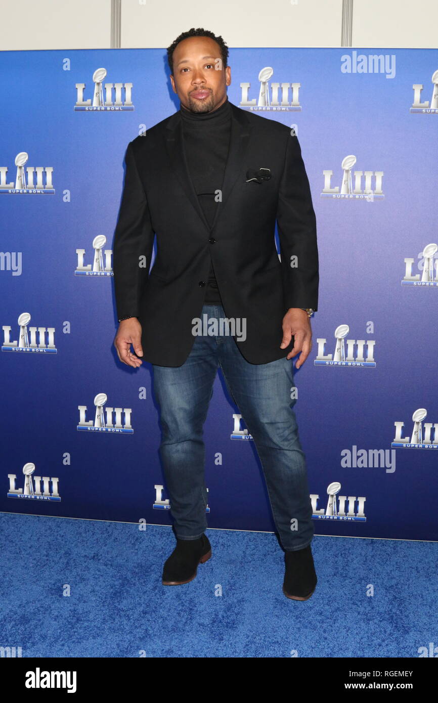 Atlanta, GA, USA. 28 janvier, 2019. Jamal Anderson prend la parole à l'expérience de la NFL avec Jamal Anderson au Georgia World Congress Center à Atlanta, Géorgie le 29 janvier 2019. Walik Goshorn Crédit : Punch/media/Alamy Live News Banque D'Images