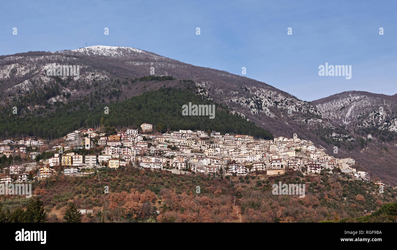 Labro, vue du village, de Rieti, Latium, Italie Banque D'Images