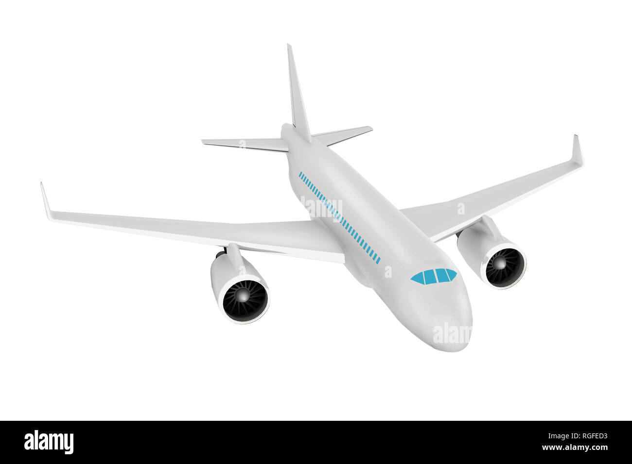 Avion de transport de passagers. Modèle de rendu 3D réaliste, isolés high angle view Banque D'Images