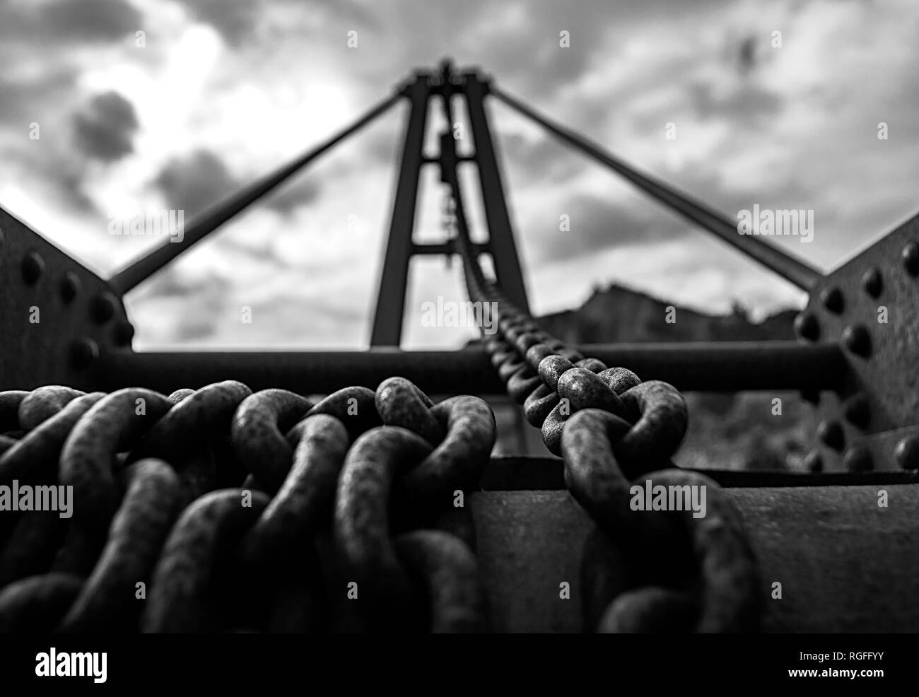 Ancien petit monte-charge utilisé à des travaux archéologiques Banque D'Images