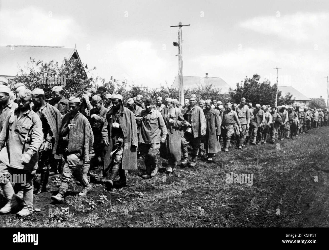 Les prisonniers russes dans les camps de concentration, la seconde guerre mondiale, 1942 Banque D'Images