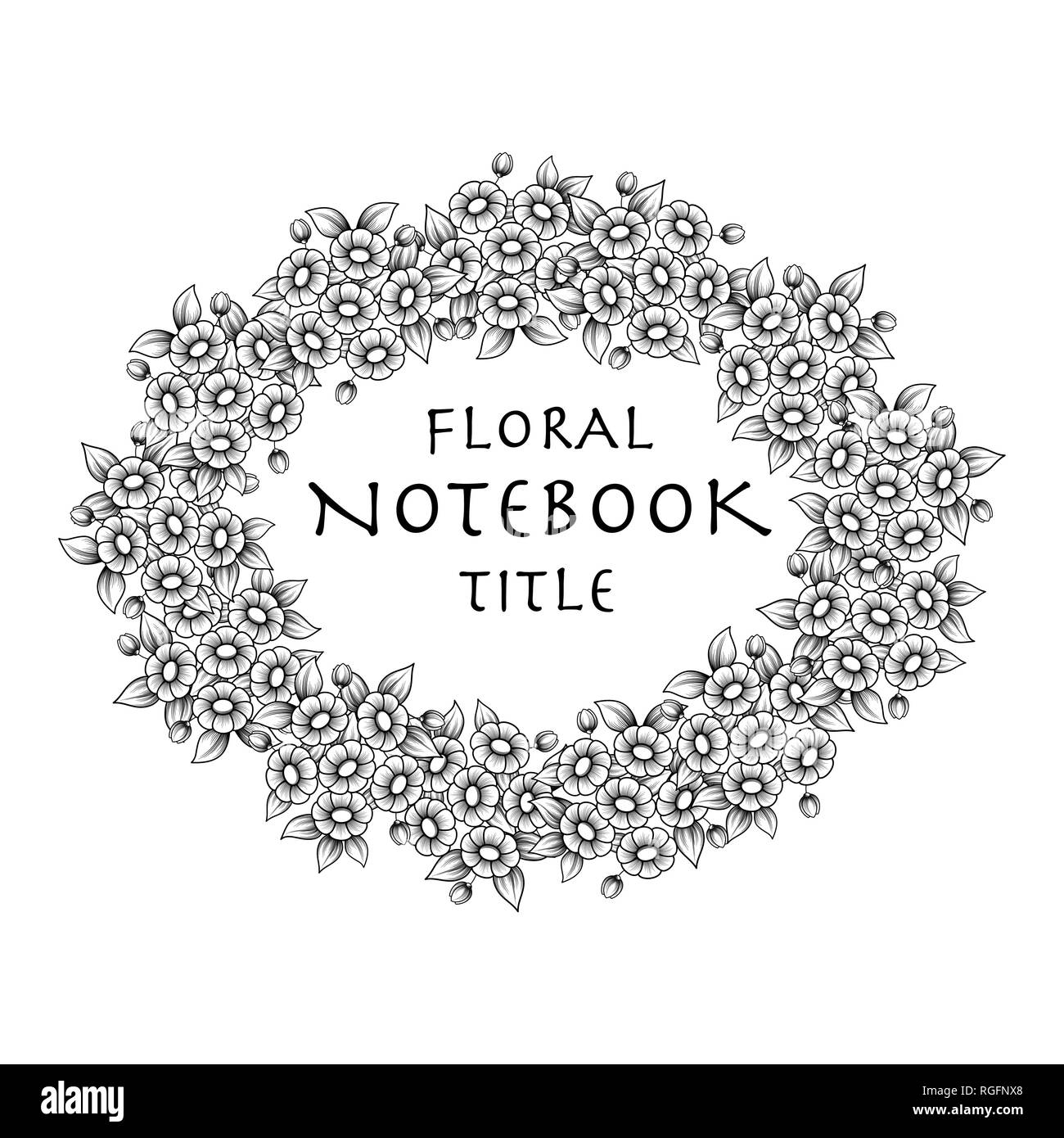 Les grandes lignes du cadre floral marguerites isolé sur fond blanc Illustration de Vecteur