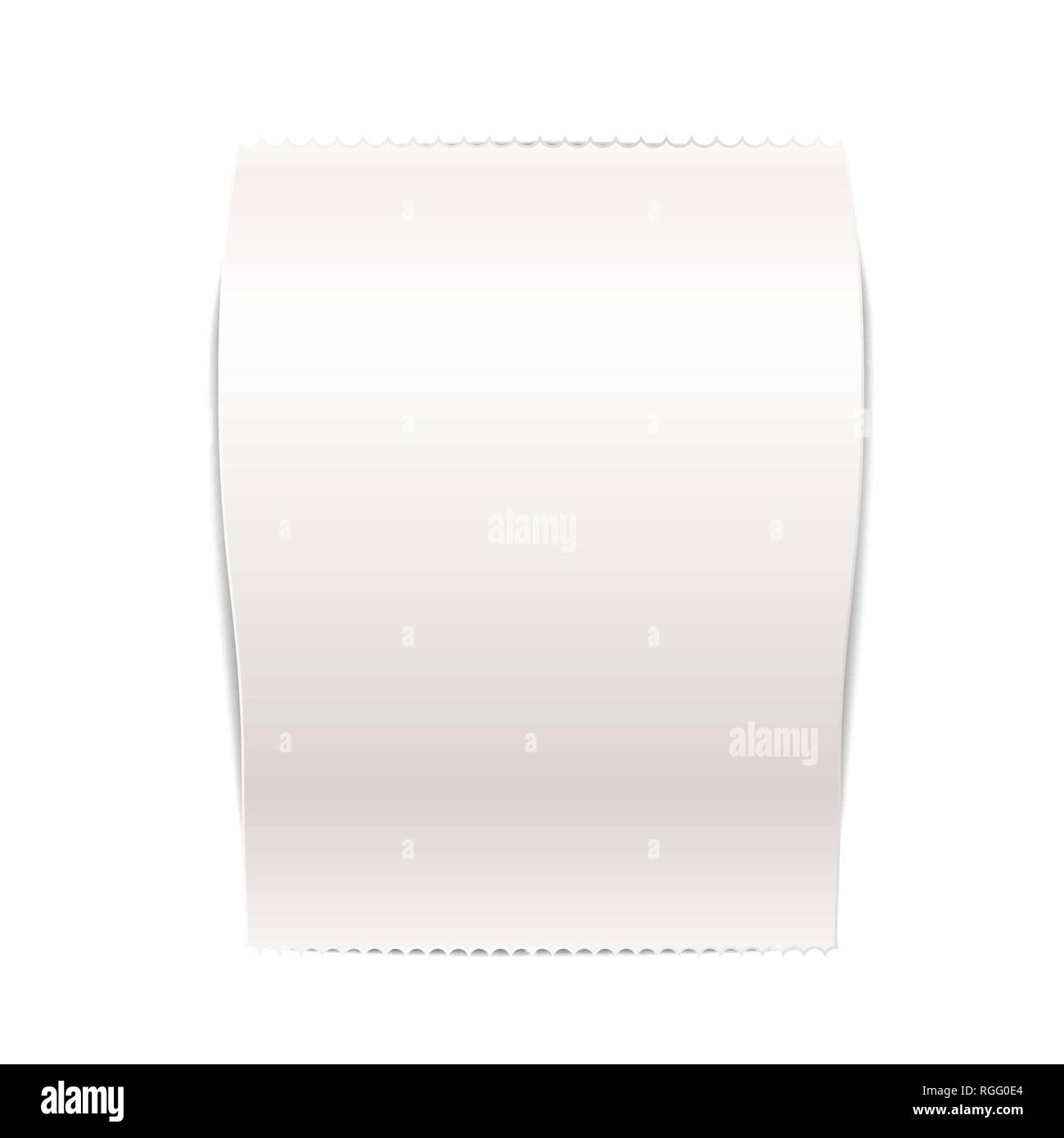 Reçu de vente vierge réaliste, shopping blanc sans texte de loi. Maquette papier financier bilan isolated on white Illustration de Vecteur