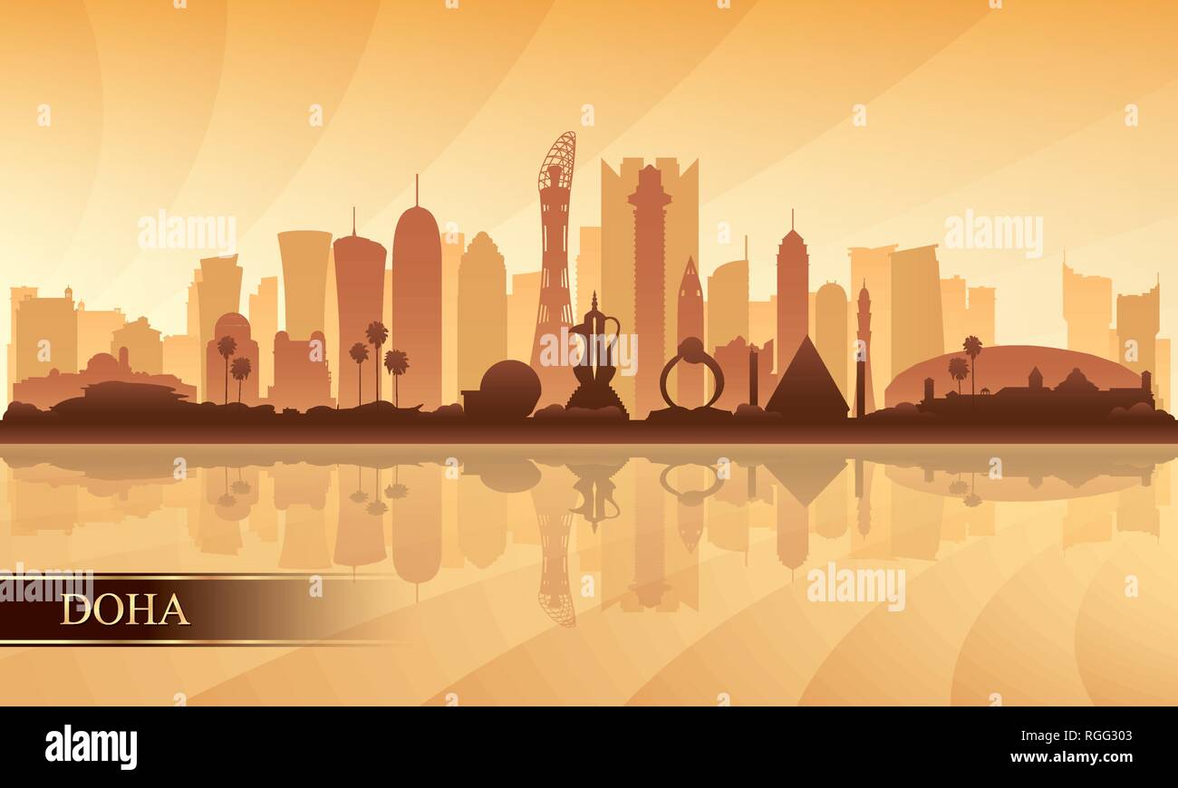 Doha city skyline silhouette background, vector illustration Illustration de Vecteur