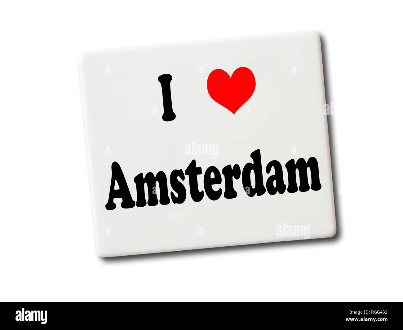I love Amsterdam (Pays-Bas) aimant de réfrigérateur souvenir isolé sur fond blanc Banque D'Images