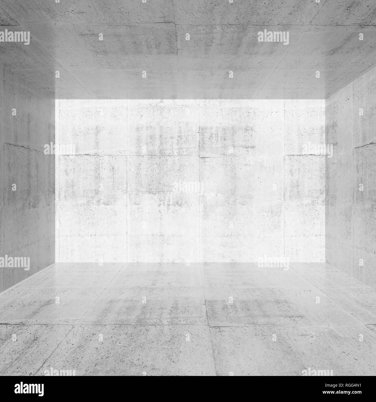 Le béton blanc vide prix. Résumé Contexte de l'intérieur. Rendu 3d illustration carrés Banque D'Images
