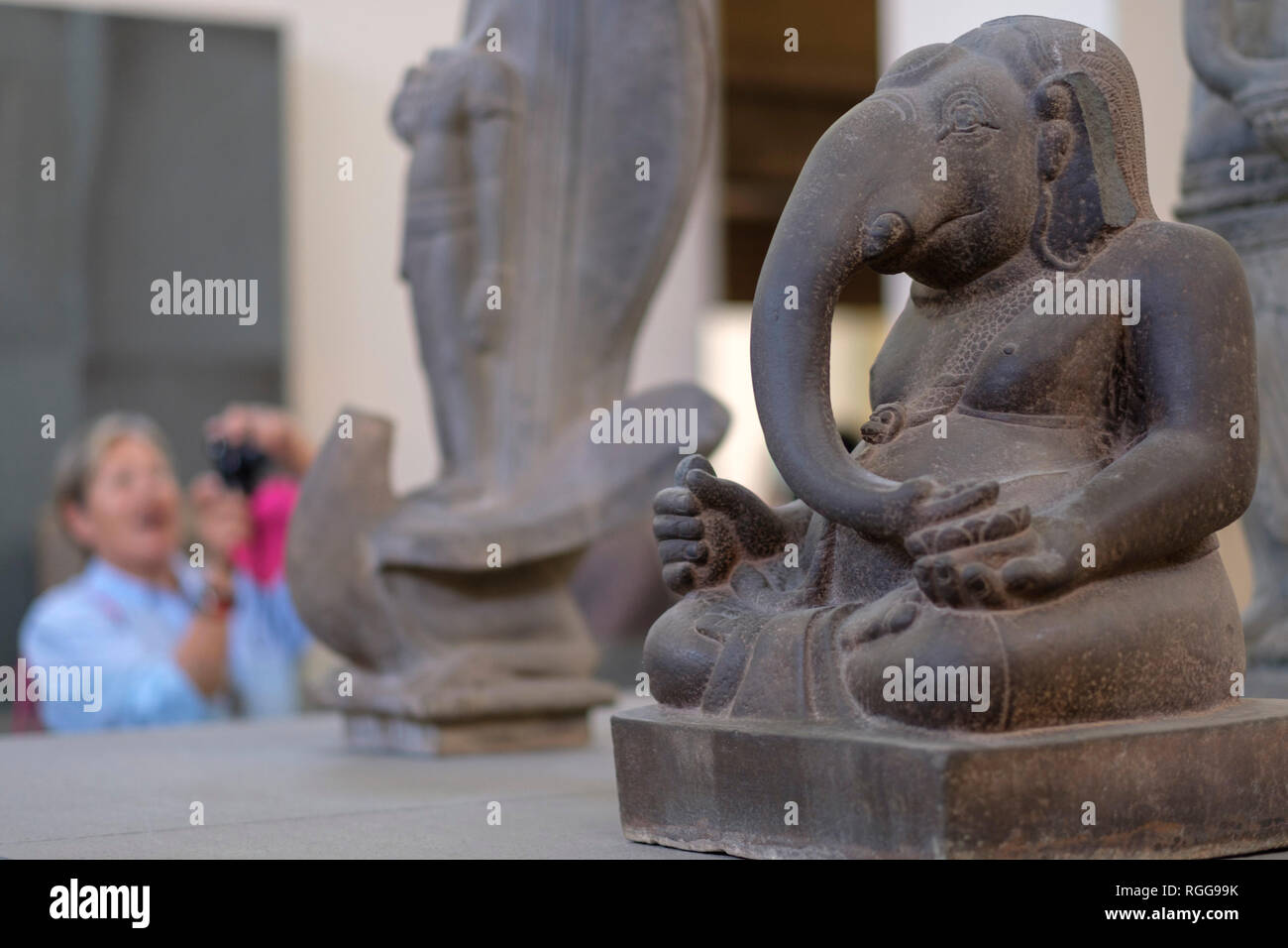 Statue du dieu Hindou à tête d'éléphant Ganesha au Musée de Sculpture Cham à Da nang, Vietnam, Asie Banque D'Images