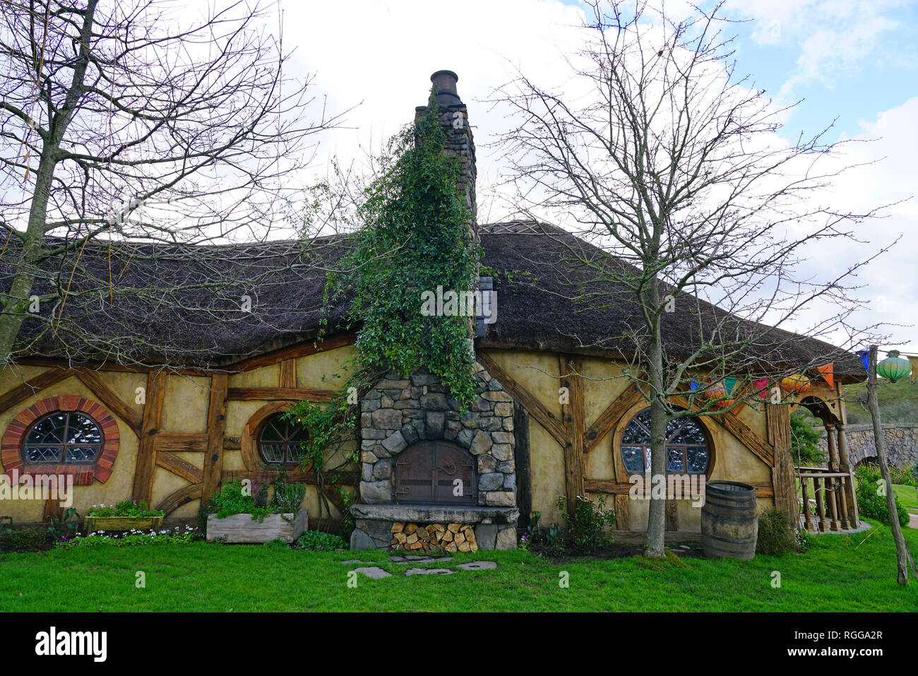 MATAMATA, Nouvelle-zélande - Vue de l'ensemble, le film Hobbiton Alexander ferme où Peter Jackson filmé plusieurs Seigneur des Anneaux Hobbit annonce les films. Banque D'Images