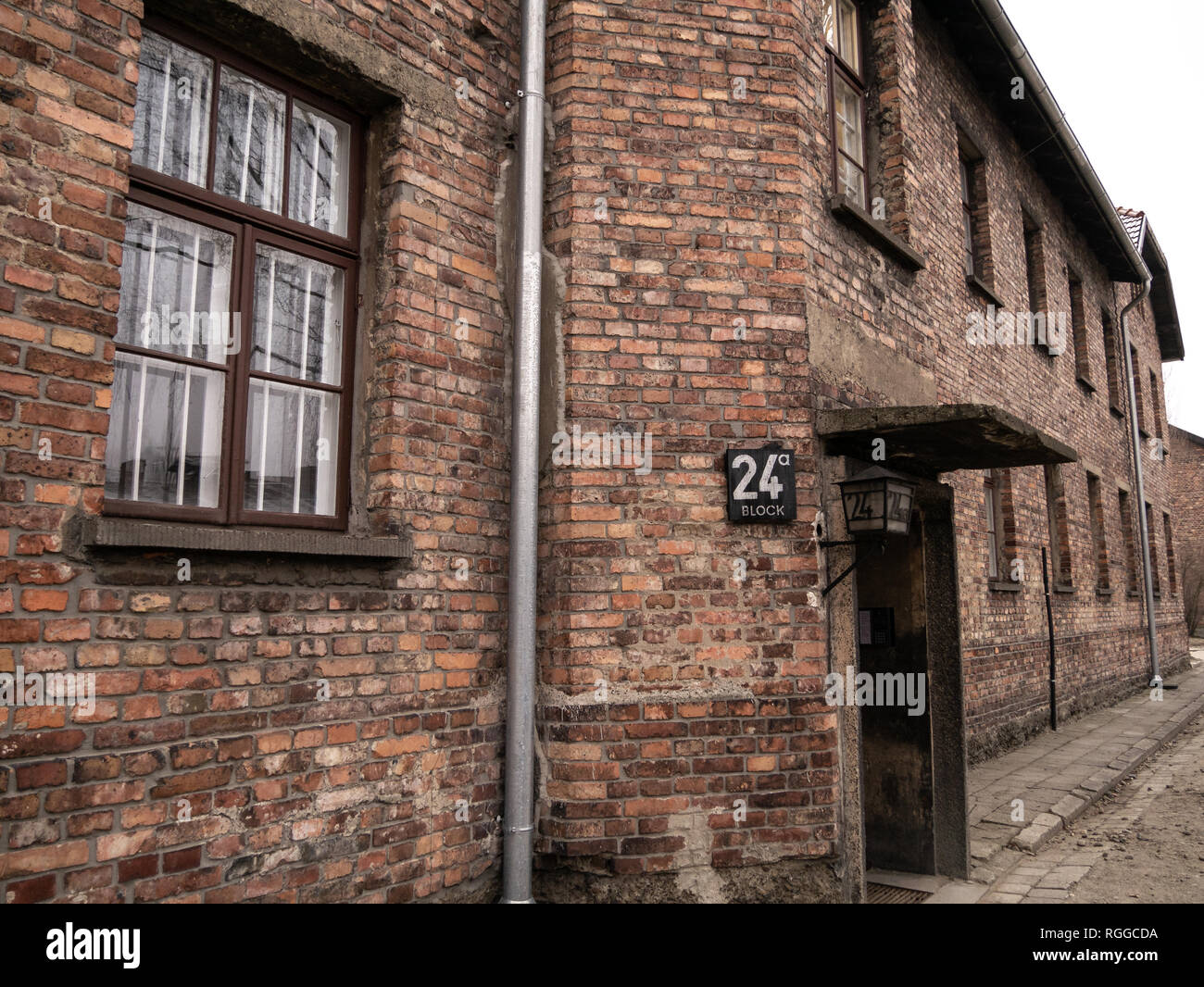 24a Bloc, Bibliothèque et maison close, Auschwitz, camp de concentration et d'extermination d'Oswiecim, Pologne Banque D'Images