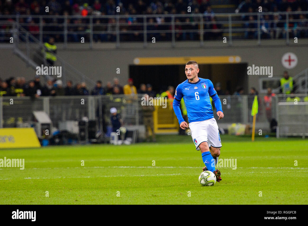 MILAN - NOV 17, 2018 : Marco Verratti 6. Italie - Portugal. Ligue des Nations Unies de l'UEFA. Giuseppe Meazza. Banque D'Images