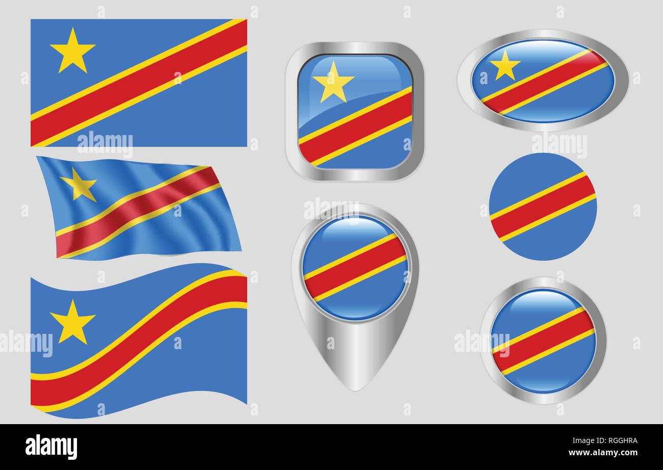 Drapeau de la République démocratique du Congo Illustration de Vecteur