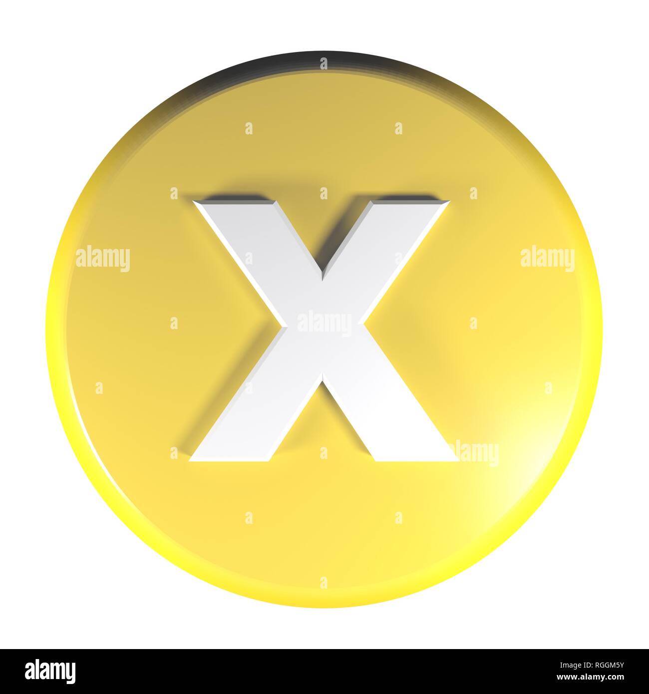 Bouton poussoir cercle jaune avec le signe x pour l'opération de multiplication - le rendu 3D illustration Banque D'Images