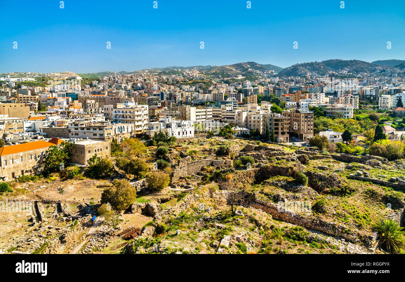 Vue aérienne de la ville de Byblos au Liban Banque D'Images