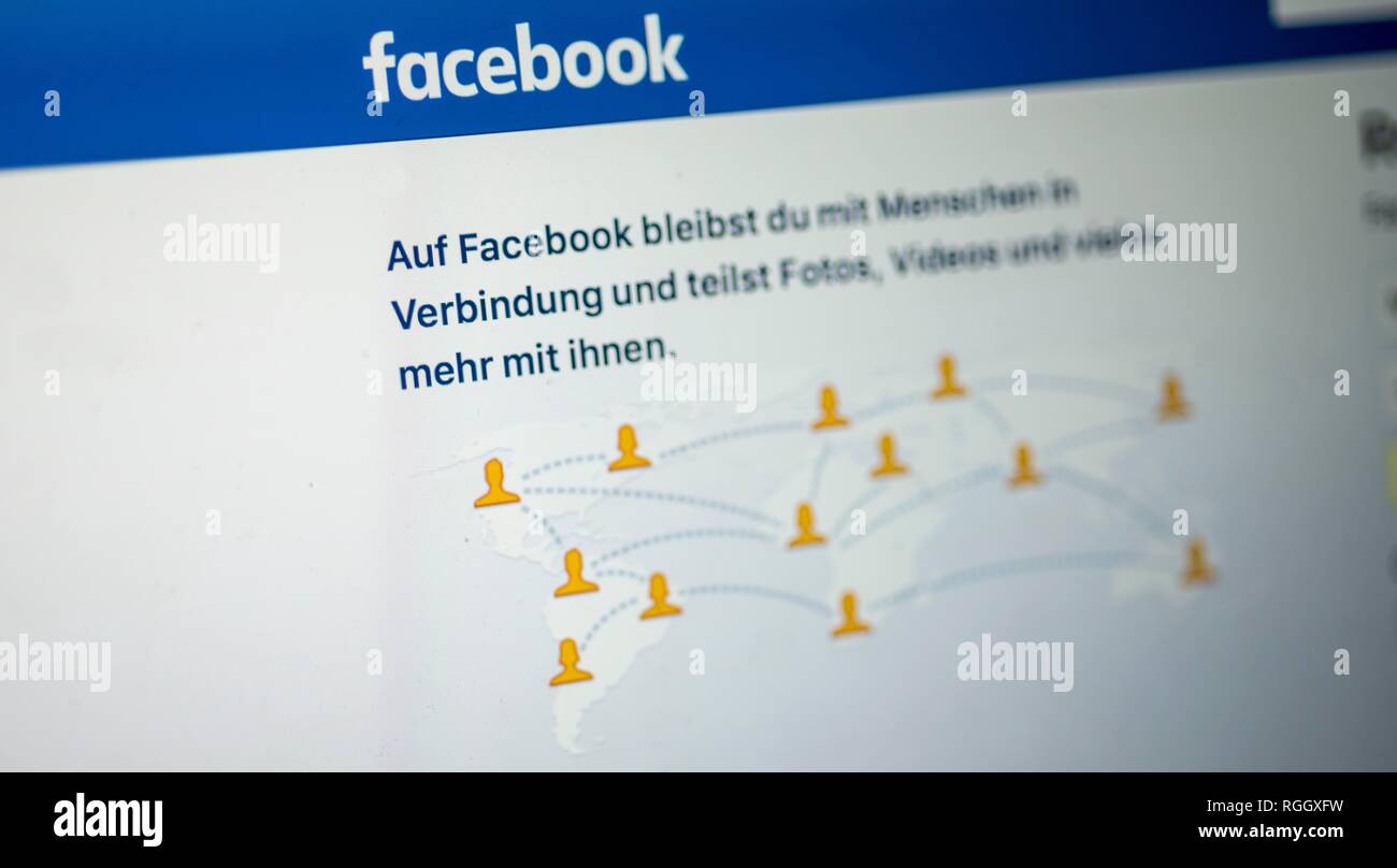 Facebook, réseau social, l'accueil, logo, internet, écran, détail, Allemagne Banque D'Images