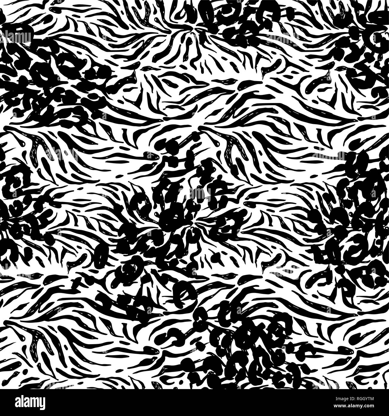 Fashion la peau d'animaux. Noir et blanc texturé transparent leopard pattern. Arrière-plan de la nature. Illustration de Vecteur