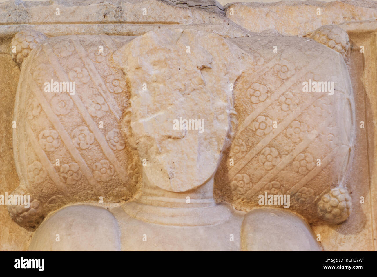 Damnatio memoriae (condamnation de la mémoire), le visage a été effacé de la pierre tombale d'annuler toutes les traces de la personne comme s'il n'avait jamais existé Banque D'Images