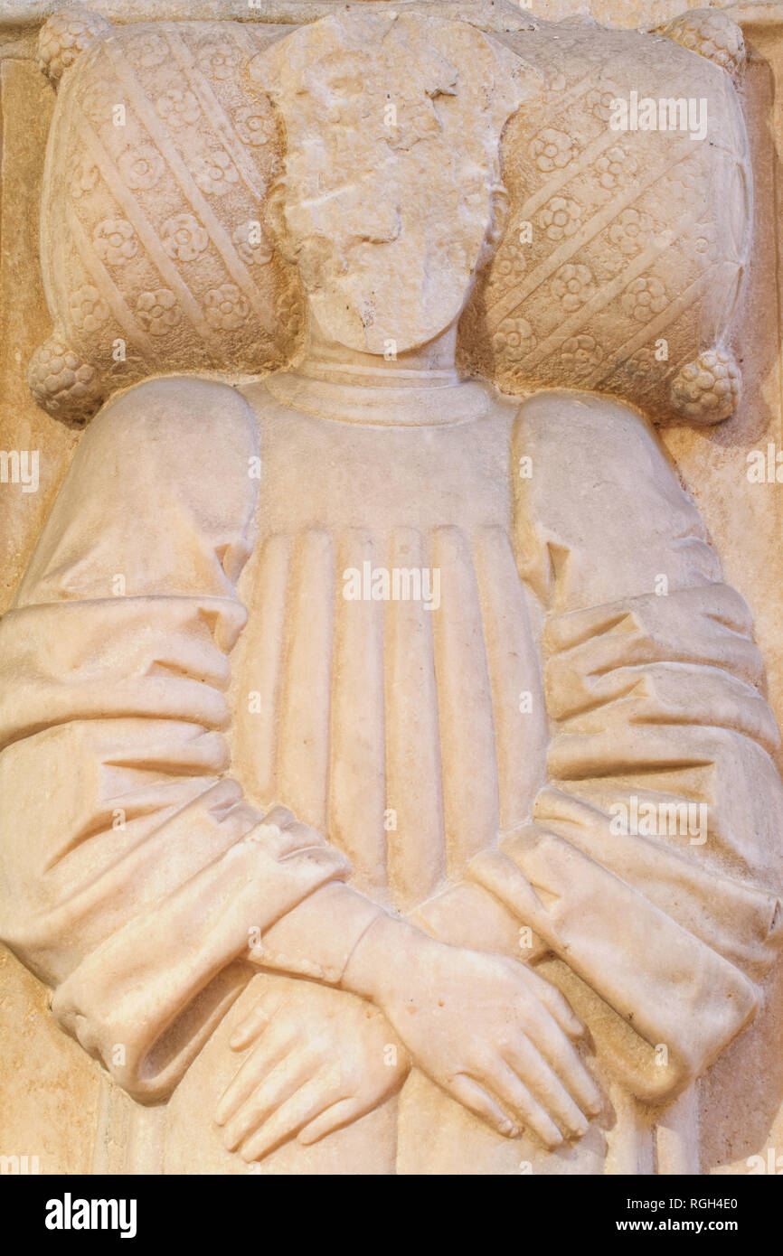 Damnatio memoriae (condamnation de la mémoire), le visage a été effacé de la pierre tombale d'annuler toutes les traces de la personne comme s'il n'avait jamais existé Banque D'Images