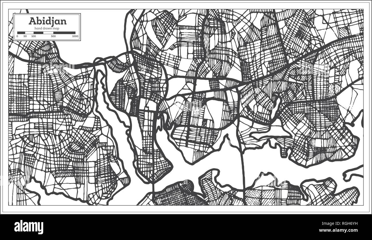 Abidjan Côte d'Ivoire Plan de ville en style rétro. Une carte de Noël. Vector Illustration. Illustration de Vecteur