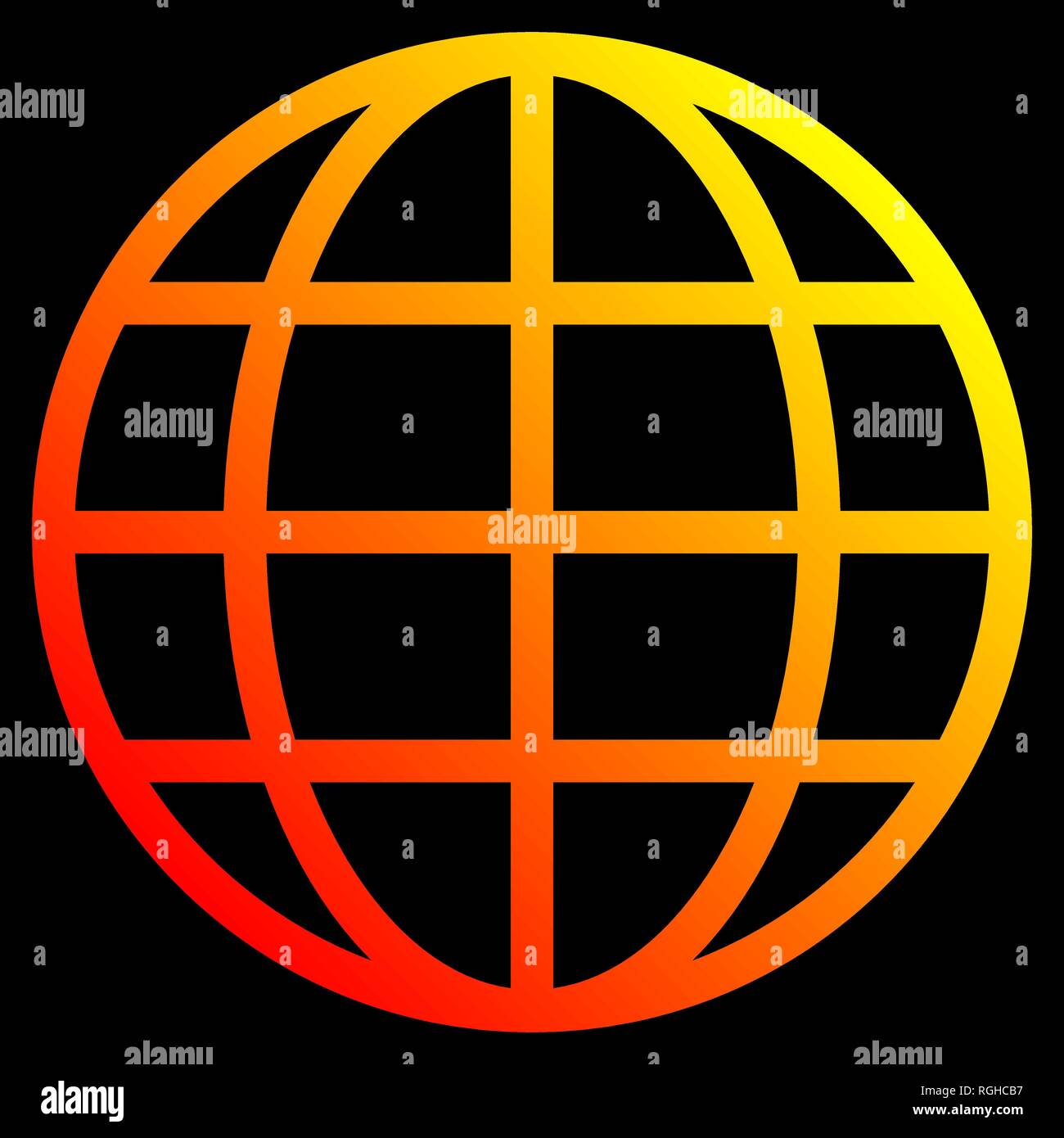 Globe terrestre - l'icône jaune orange rouge dégradé, isolé - vector illustration Illustration de Vecteur