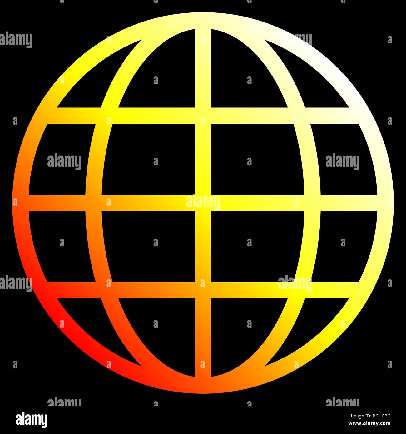 L'icône globe terrestre - blanc jaune orange rouge dégradé, isolé - vector illustration Illustration de Vecteur