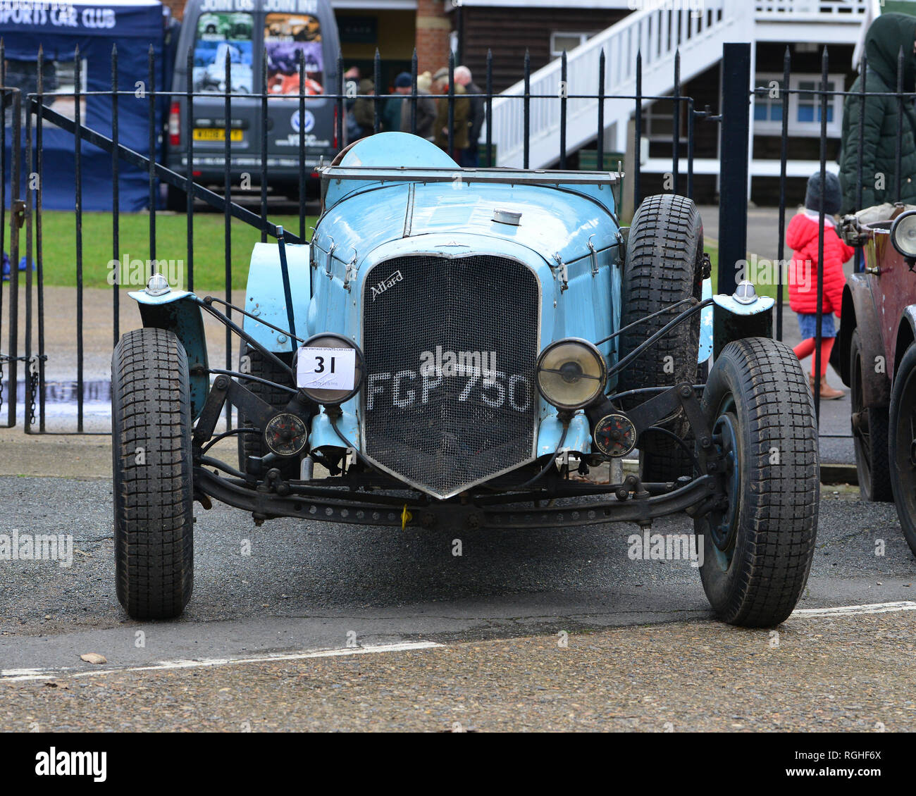 Allard 2 places, Sport Vintage Sports Car Club, CSECC, Nouvel An des tests de conduite, Brooklands, dimanche, 27 janvier 2019, concours, fun, véhicules historiques, Banque D'Images