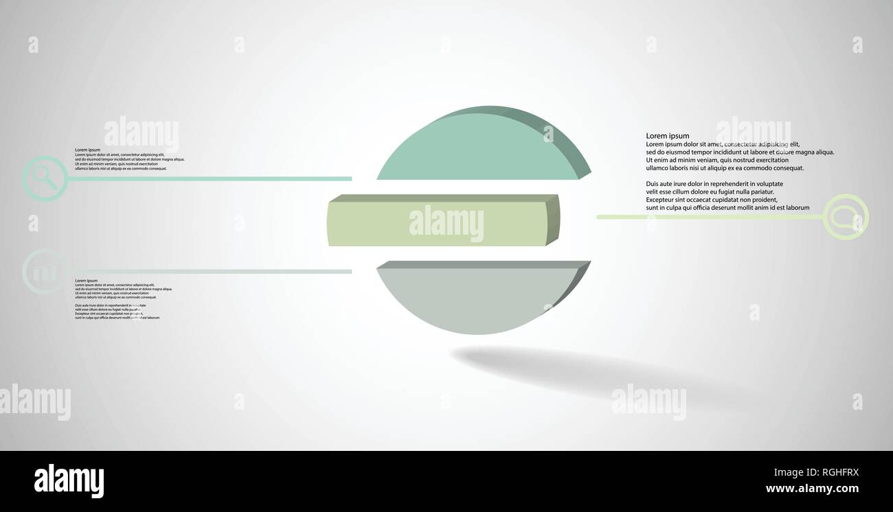 Illustration infographie 3D modèle. L'anneau en relief est divisé en trois pièces de couleur passée. Objet est organisé sur fond blanc gris. Li couleur Illustration de Vecteur