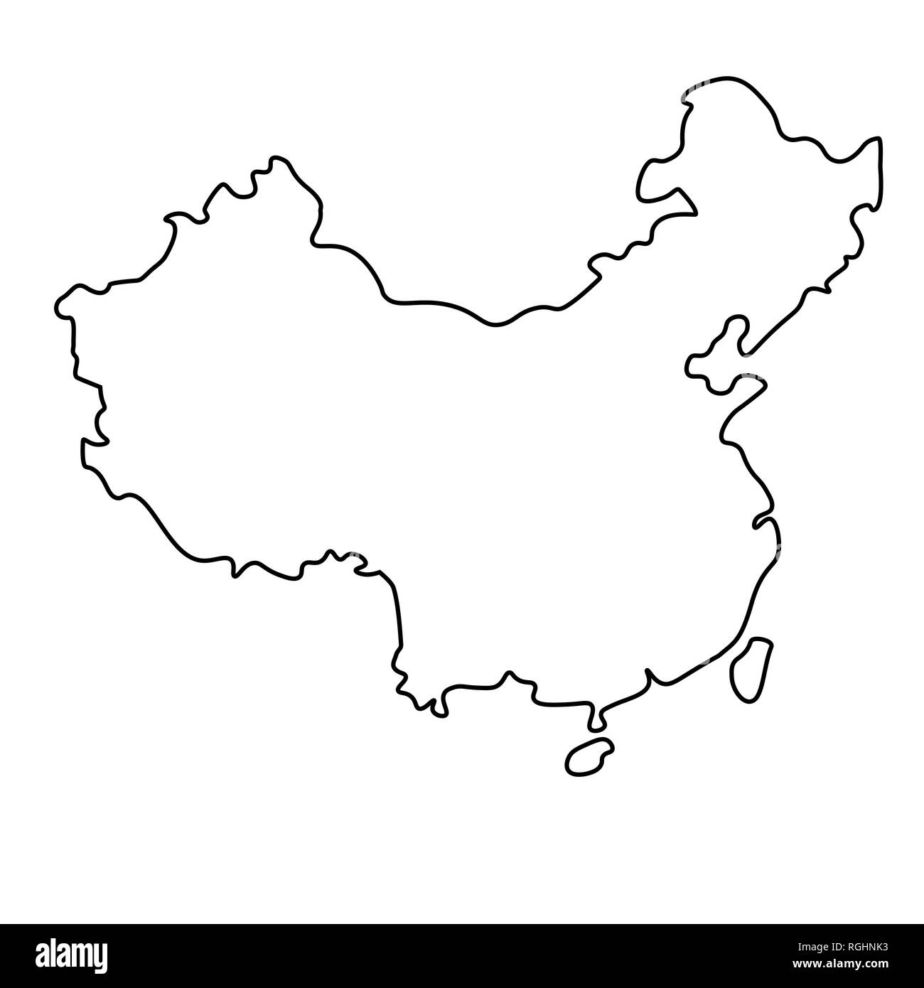 Carte de Chine - contour. Silhouette de Chine site illustration Banque D'Images